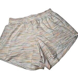 Girl's Mid-Rise Lined Running Shorts XL White Multi Striped Lightweight by DSG